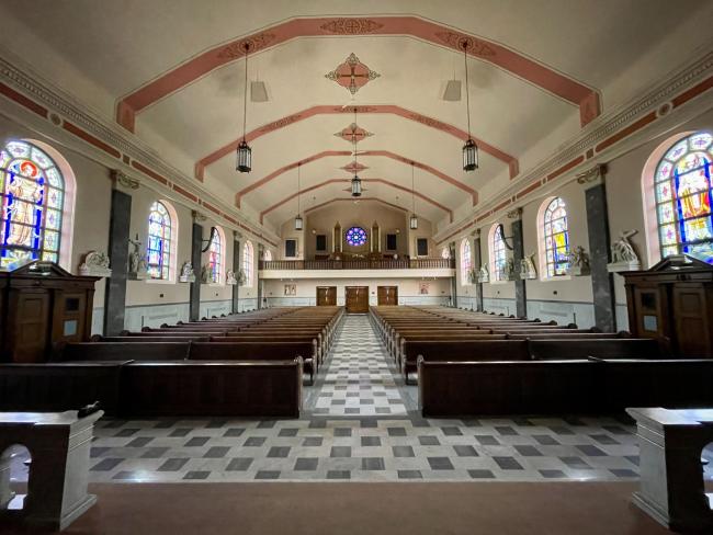 Church inside looking from altar July 25 2032 (2)