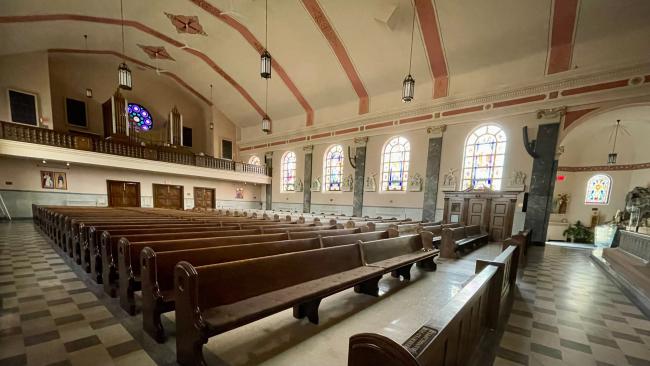Church inside looking from altar July 25 2032 (3)