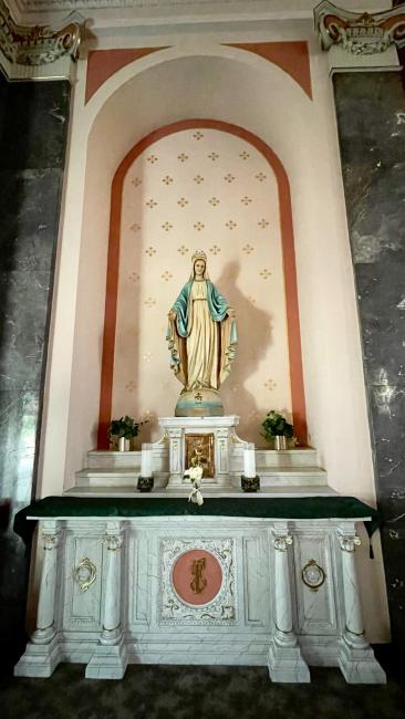 Church south altar statue of Mary July 25 2032